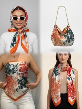 Satin FINISH Floral Scarf